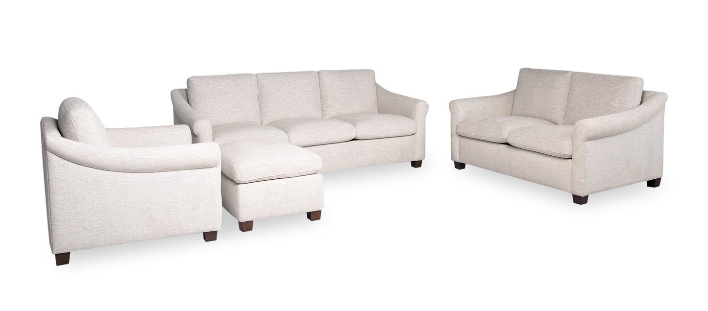 Mallie 84" Chenille Fabric Sofa with Rolled Arms and Wood Legs - Shell White | Sofa Mallie de 84 po en tissu de chenille avec accoudoirs enroulés et pattes en bois - blanc coquillage
