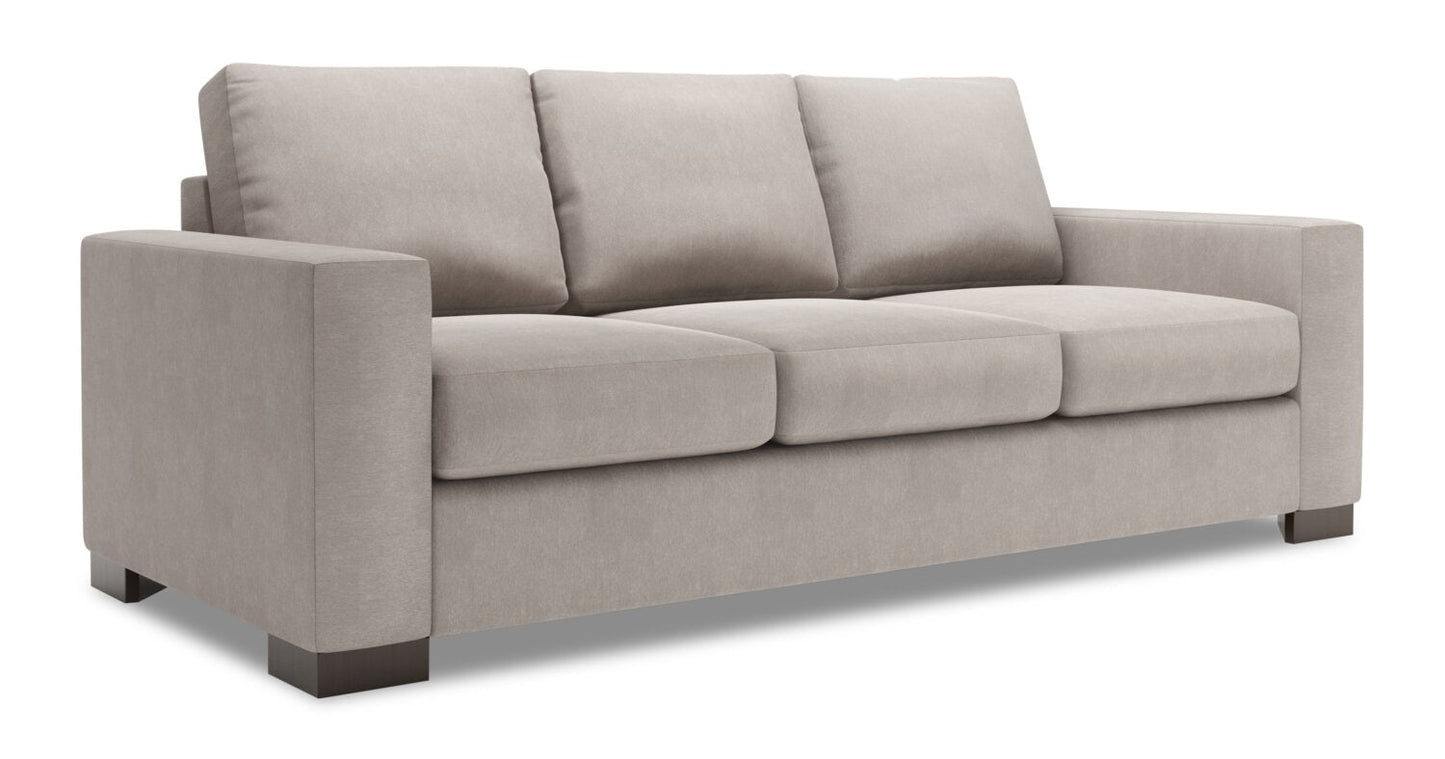 Made in Canada Customizable Sofa Lab Track 85" Linen-Look Fabric Sofa with Track Arms - Pax Slate Grey | Sofa Track de Sofa Lab de 85 po fabriqué au Canada en tissu d’apparence lin avec accoudoirs rectilignes - gris Pax Slate | TR103049