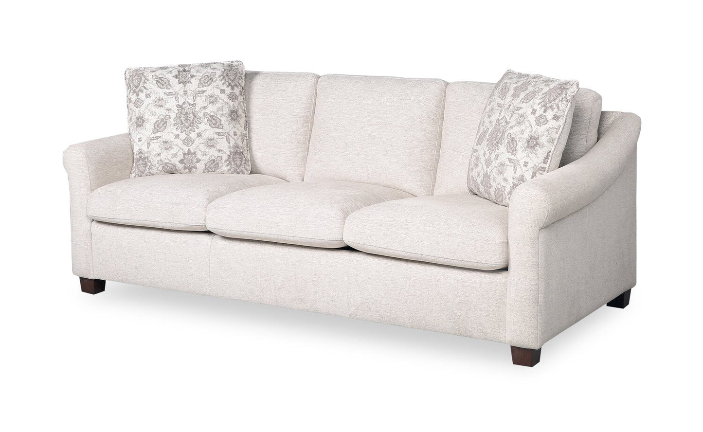 Mallie 84" Chenille Fabric Sofa with Rolled Arms and Wood Legs - Shell White | Sofa Mallie de 84 po en tissu de chenille avec accoudoirs enroulés et pattes en bois - blanc coquillage