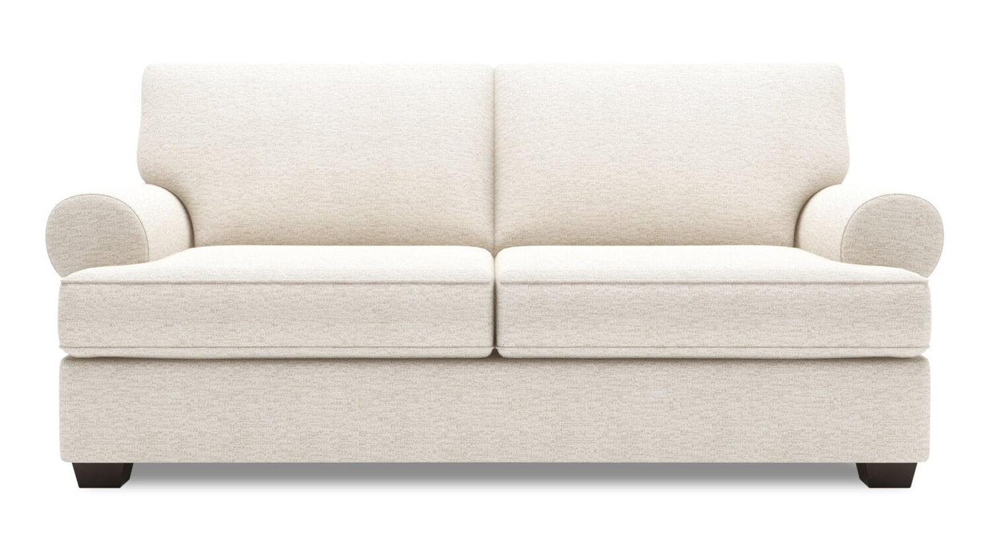 Made in Canada Customizable Sofa Lab Roll 76" Chenille Fabric Condo Size Sofa with Rolled Arms - Luxury Sand Beige | Sofa Roll de Sofa Lab de 76 po de format condo fabriqué au Canada en tissu de chenille - beige Luxury Sand | RO093093
