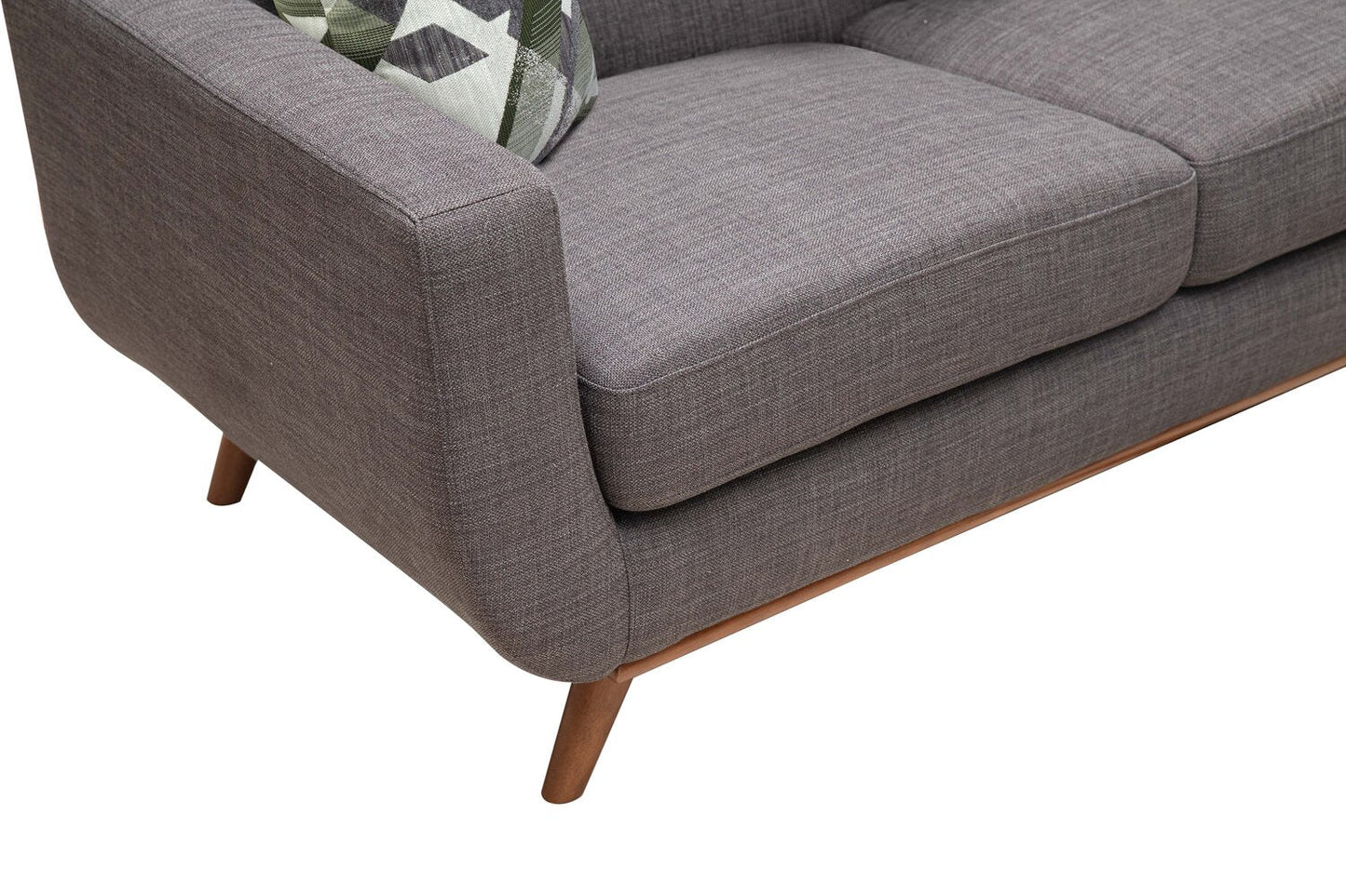 Kort & Co. Freeman 88" Linen-Look Fabric Sofa with Wood Base and Tufted Back Cushions - Charcoal Grey | Sofa Freeman Kort & Co. de 88 po en tissu d’apparence lin avec pattes en bois et coussins de dossier capitonnés - gris anthracite