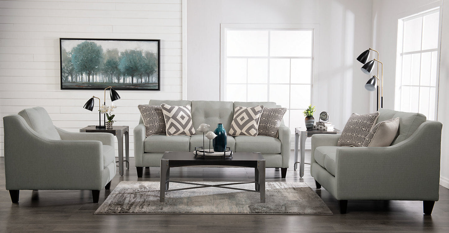 Made in Canada Cindy Crawford Home Kylie 78" Linen-Look Sofa with Wood Legs - Zeus Grey | Sofa Kylie de Cindy Crawford Home de 78 po fabriqué au Canada en tissu d’apparence lin avec pattes en bois - gris Zeus