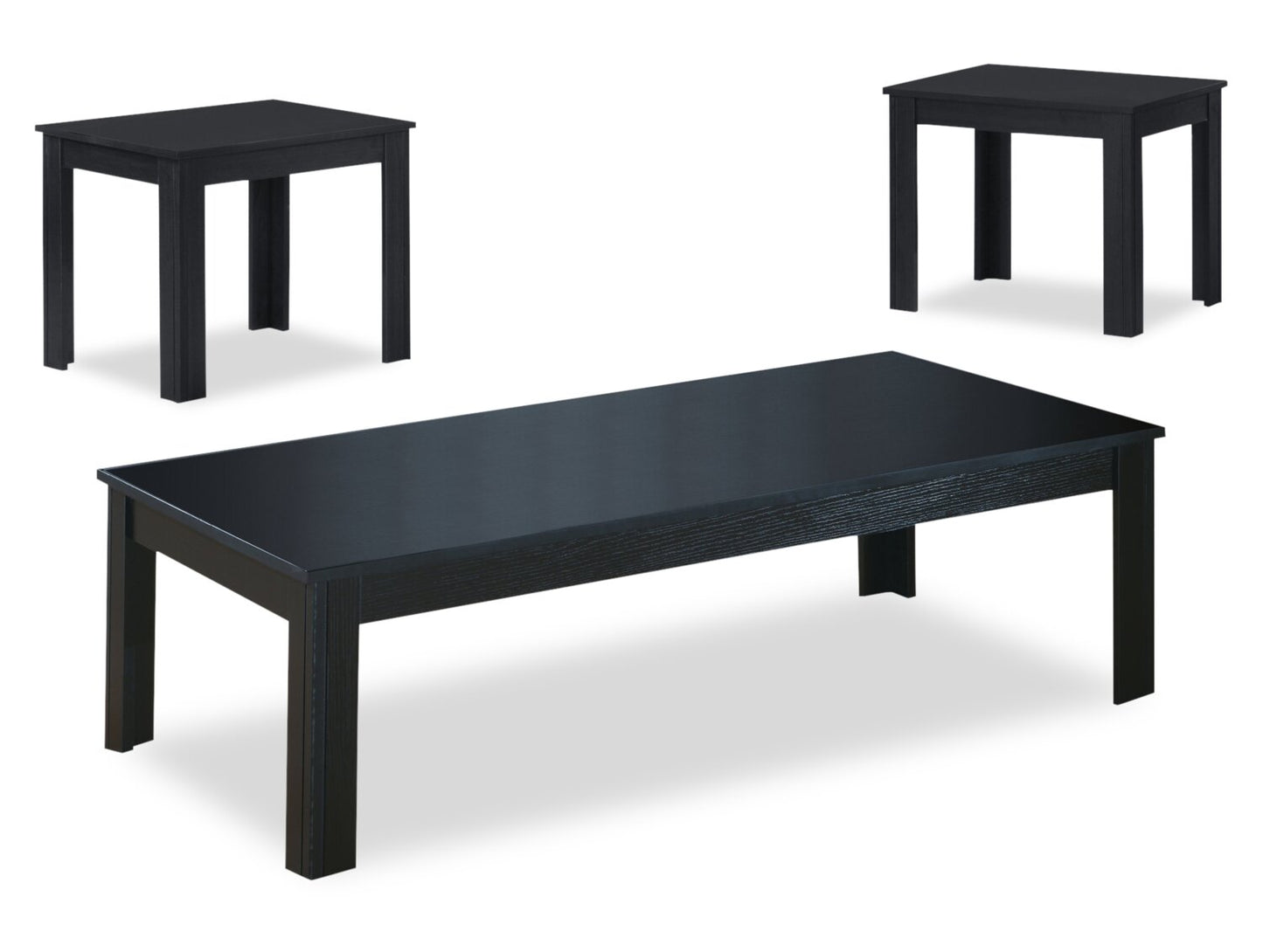 Kiana 44" Modern 3-Pack Coffee + 2 End Tables - Black |Ensemble 3 tables modernes Kiana de 44 po (table à café et 2 tables de bout) - noir