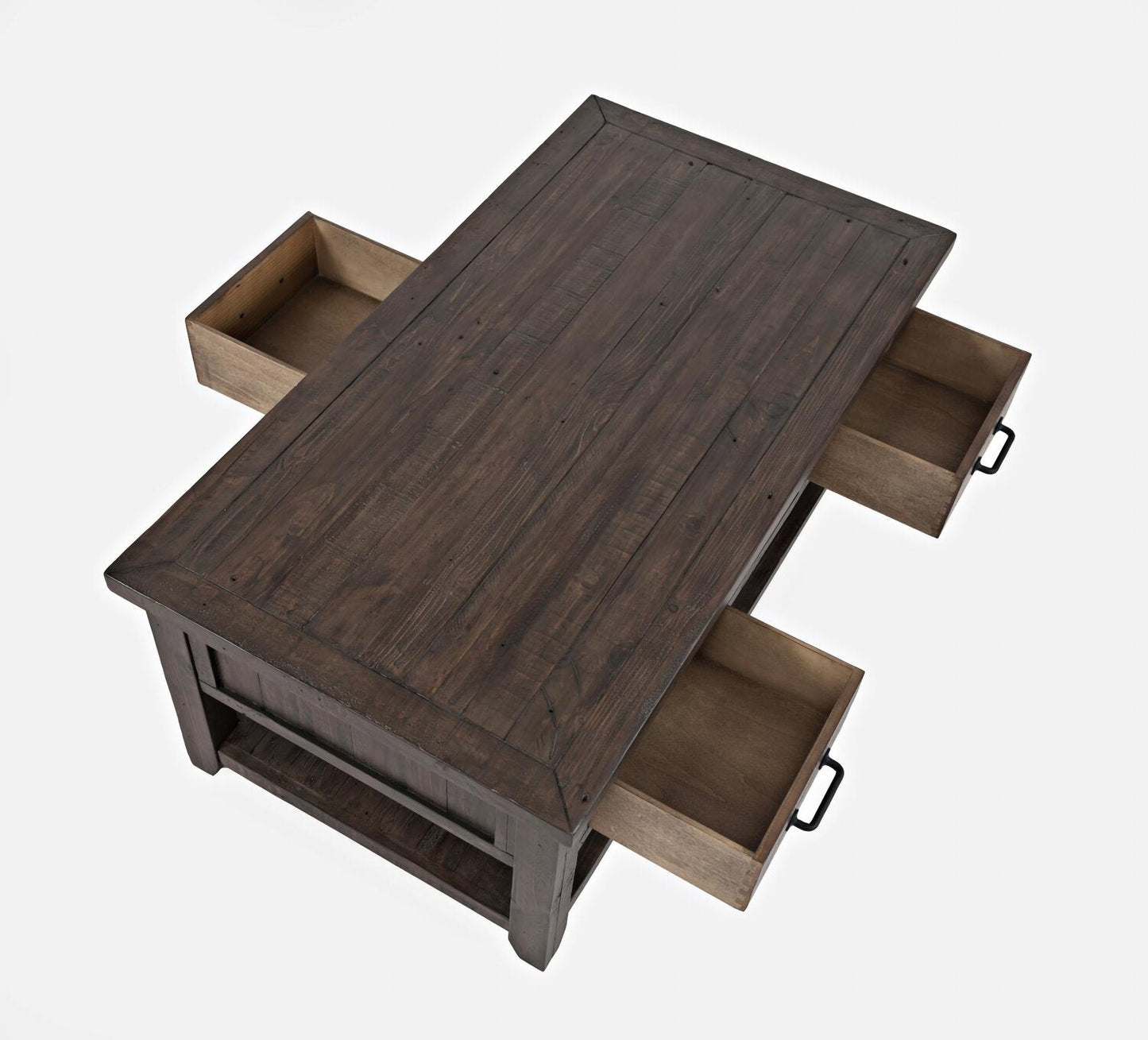 Morgan 48" Rustic Coffee Table With Storage, Shelf and Casters - Dark Brown with Reclaimed Wood|Table à café rustique Morgan de 48 po avec rangement, tablette et roulettes - brun foncé avec bois recyclé