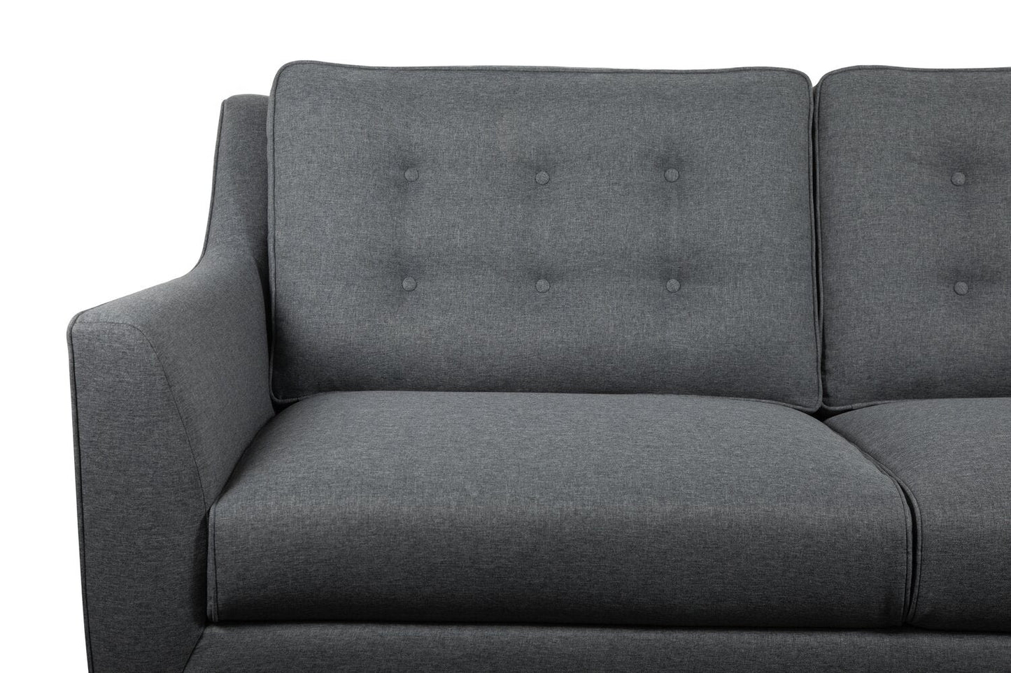Novalee 75.5" Linen-Look Sofa with Flared Arms and Button Tufting - Grey | Sofa Novalee de 75,5 po en tissu d’apparence lin avec accoudoirs évasés et capitonnage à boutons - gris