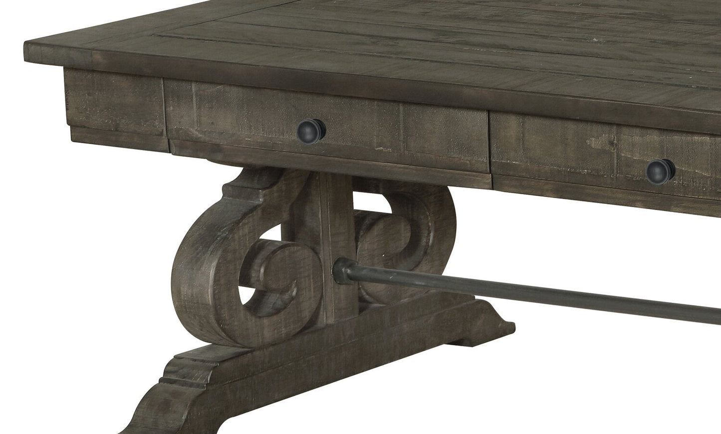 Bellamy 50" Traditional Coffee Table with Storage - Dark Brown Pine with Scroll Design Wood Base|Table à café traditionnelle Bellamy de 50 po avec rangement - pin brun foncé avec base en bois à volutes