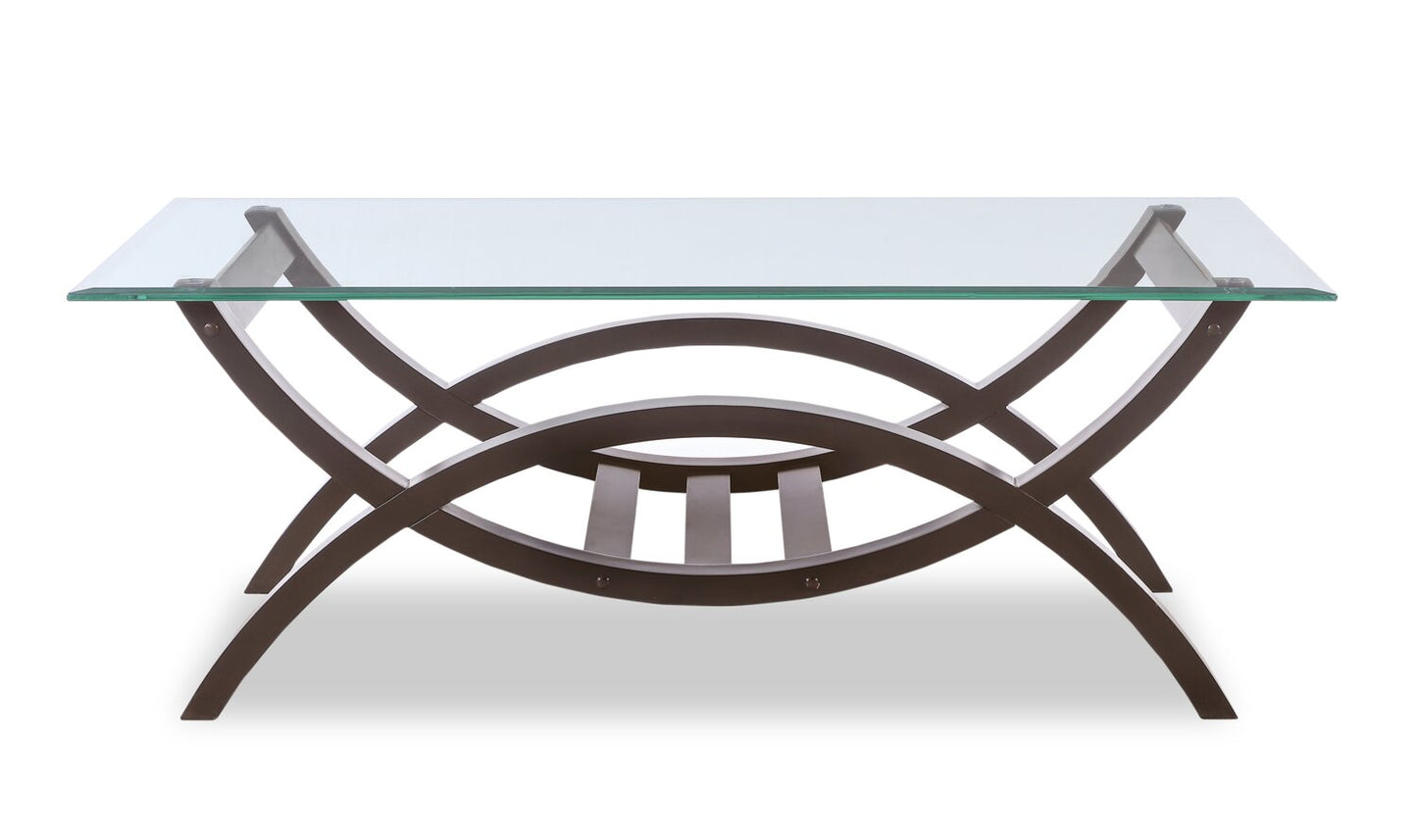 Ricci 48" Modern Glass Top Coffee Table - Glass with Espresso Finished Legs|Table à café moderne Ricci de 48 po avec dessus en verre - verre avec pattes au fini espresso