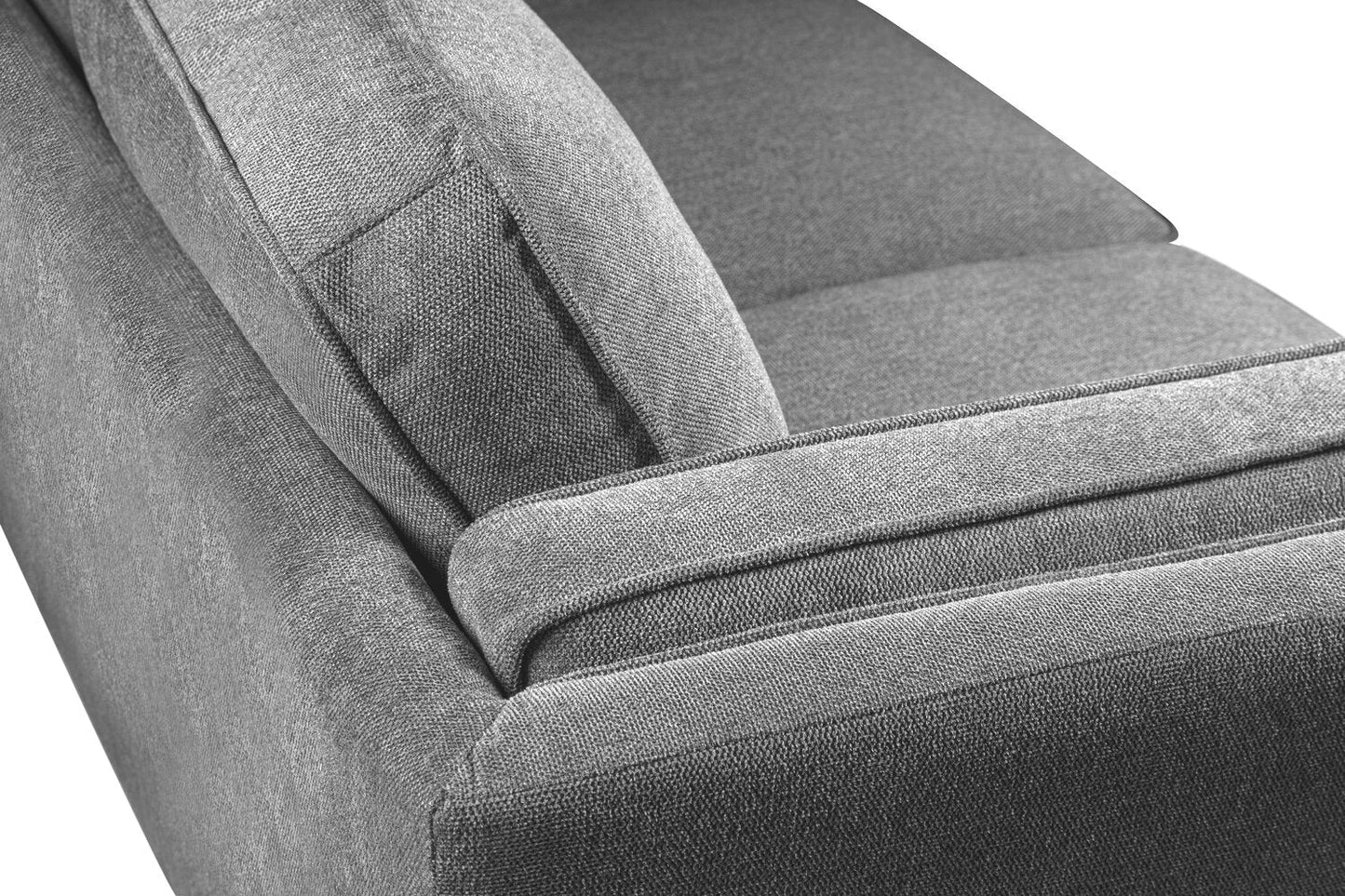 Kort & Co. Kassia 90.6" Linen-Look Fabric Sofa with Wood Base and Legs - Grey | Sofa Kassia de Kort & Co. de 90,6 po en tissu d’apparence lin avec base et pattes en bois - gris