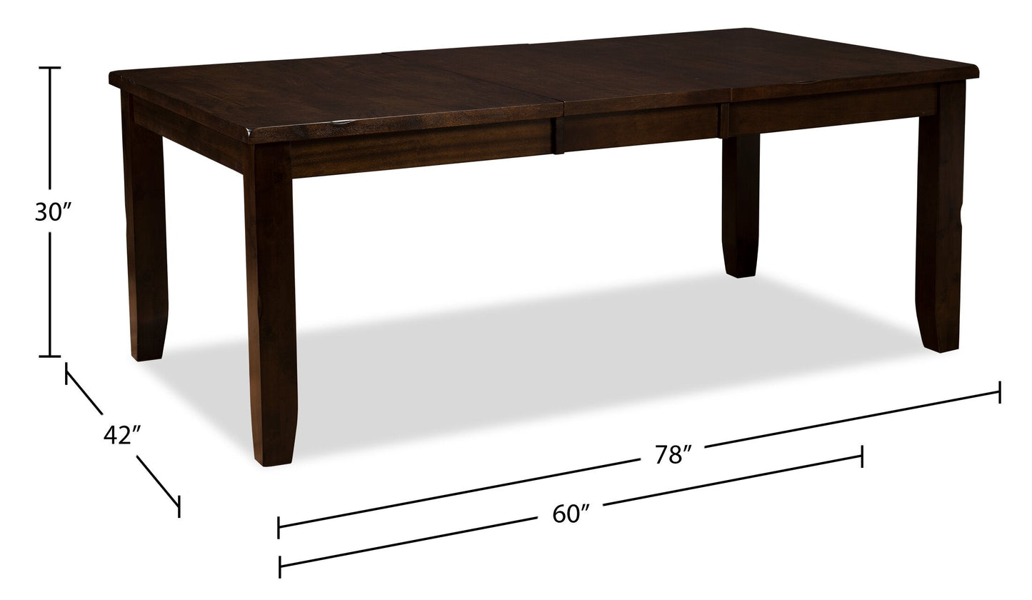 Talia Dining Table with 60-78"W Extension - Brown | Table de salle à manger Talia de 60 po à 78 po (L) avec rallonge - brune