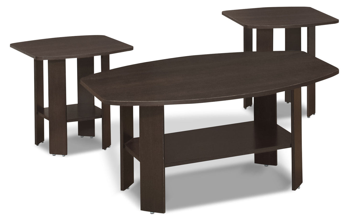 Rosario 36" Traditional 3-Pack Coffee + 2 End Tables with Shelf - Espresso|Ensemble 3 tables traditionnelles Rosario de 36 po (table à café et 2 tables de bout) avec tablette - espresso