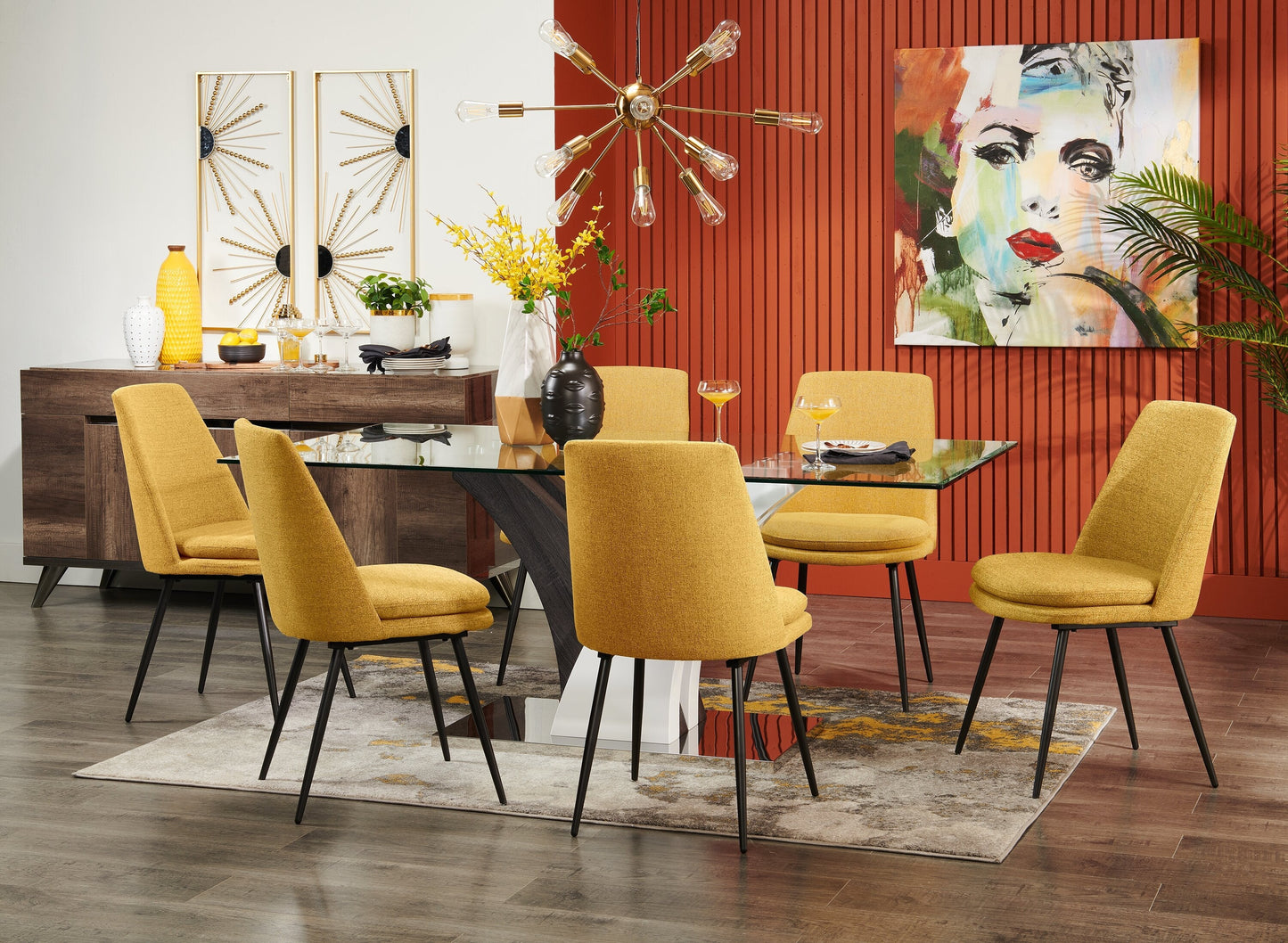 Tuxedo Dining Table with Glass Top, Pedestal Base, 72"W - Grey & White | Table de salle à manger Tuxedo de 72 po (L) avec dessus en verre et base piédestal - grise et blanche