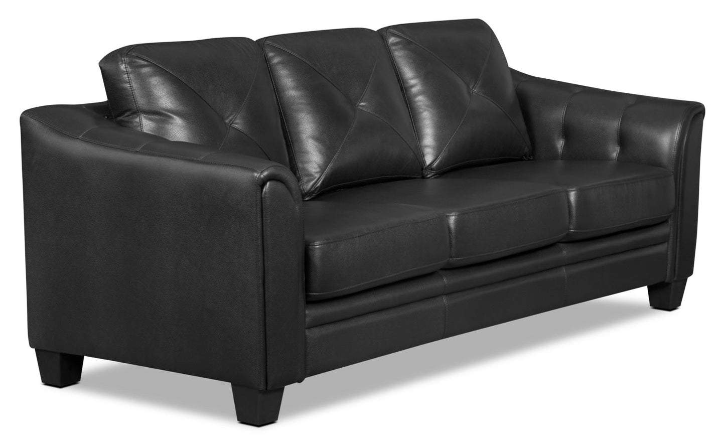 Andi 84" Leather-Look Fabric Sofa with Button Tufting - Black | Sofa Andi de 84 po en tissu d’apparence cuir avec capitonnage - noir