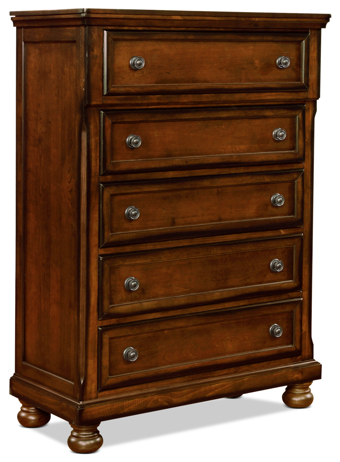 Chelsea Bedroom Chest of Drawers, 5-Drawer, 38"W x 52"H - Cherry Brown | Commode verticale Chelsea de 38 po (L) x 52 po (H) à 5 tiroirs pour la chambre à coucher - brun cerisier