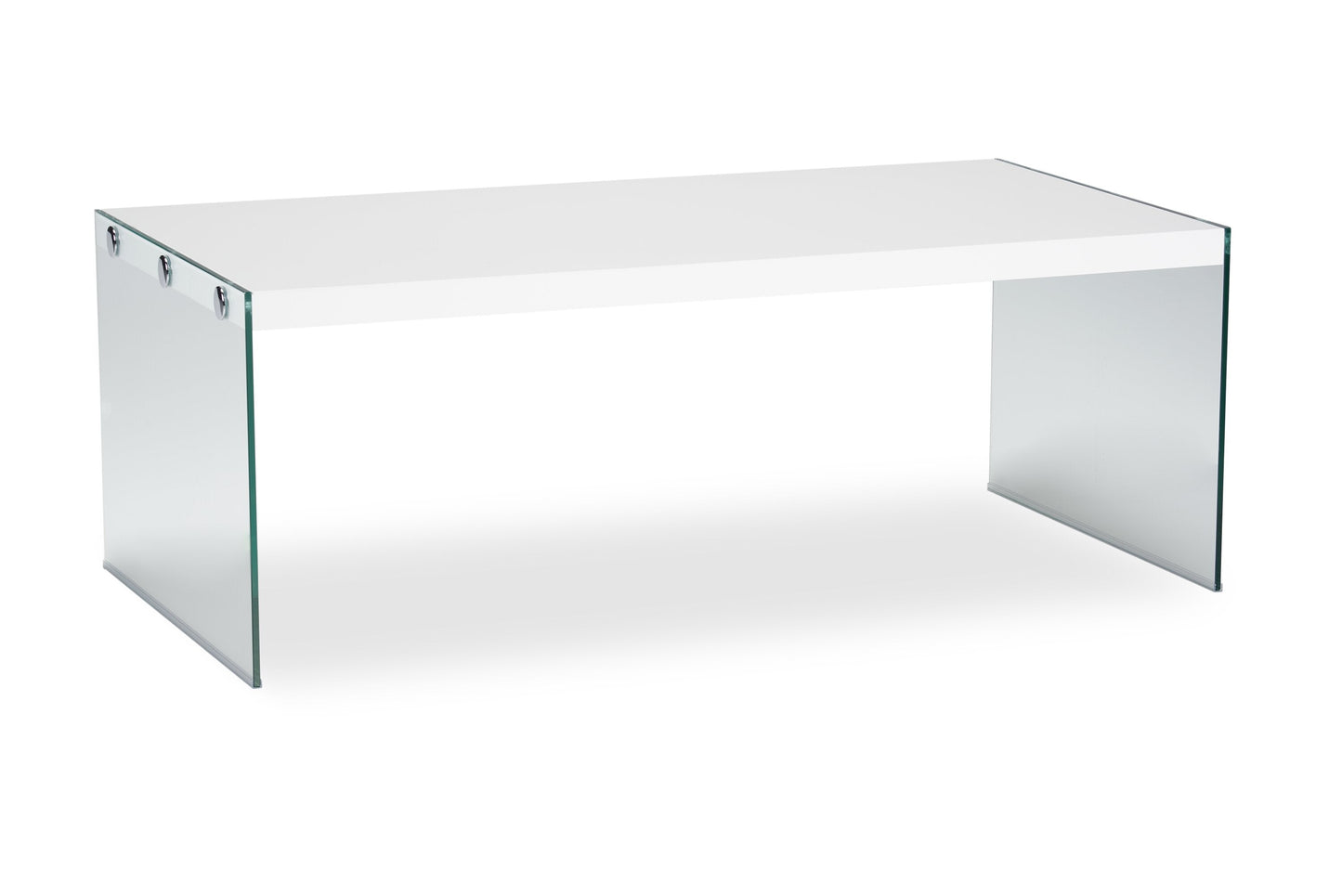 Waterford 44" Modern Coffee Table - White with Glass Legs|Table à café moderne Waterford de 44 po - blanche avec pattes en verre