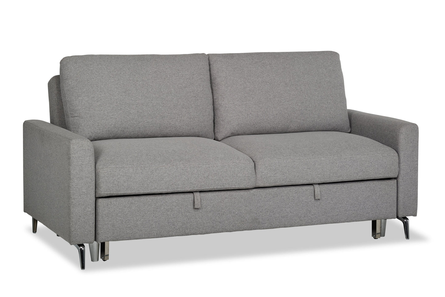 Wilson 77.5" Linen-Look Fabric Sleeper Sofa with Drop-Down Back Cushions and Metal Legs - Solis Grey | Sofa-lit Wilson de 77,5 po en tissu d’apparence lin avec coussins de dossier rabattables et pattes en métal - gris Solis