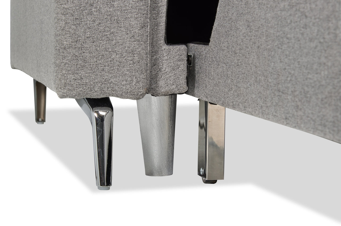 Wilson 77.5" Linen-Look Fabric Sleeper Sofa with Drop-Down Back Cushions and Metal Legs - Solis Grey | Sofa-lit Wilson de 77,5 po en tissu d’apparence lin avec coussins de dossier rabattables et pattes en métal - gris Solis