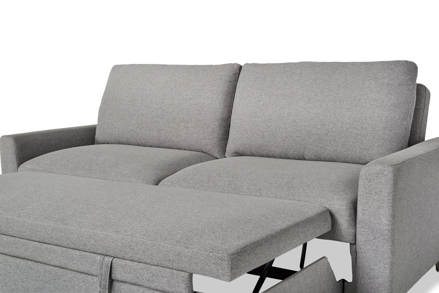 Wilson 77.5" Linen-Look Fabric Sleeper Sofa with Drop-Down Back Cushions and Metal Legs - Solis Grey | Sofa-lit Wilson de 77,5 po en tissu d’apparence lin avec coussins de dossier rabattables et pattes en métal - gris Solis