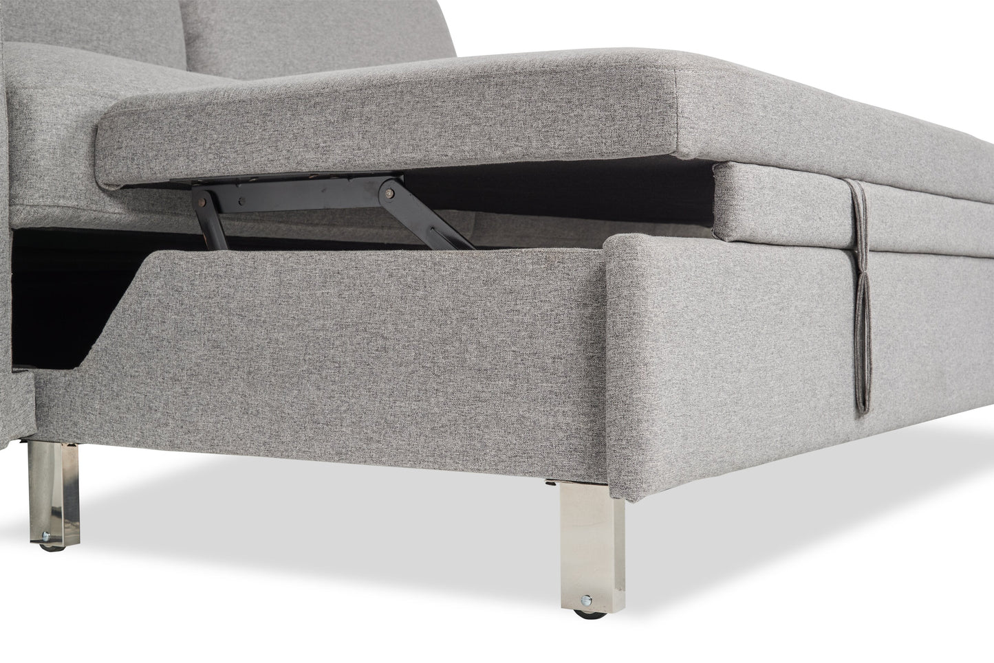 Wilson 77.5" Linen-Look Fabric Sleeper Sofa with Drop-Down Back Cushions and Metal Legs - Solis Grey | Sofa-lit Wilson de 77,5 po en tissu d’apparence lin avec coussins de dossier rabattables et pattes en métal - gris Solis