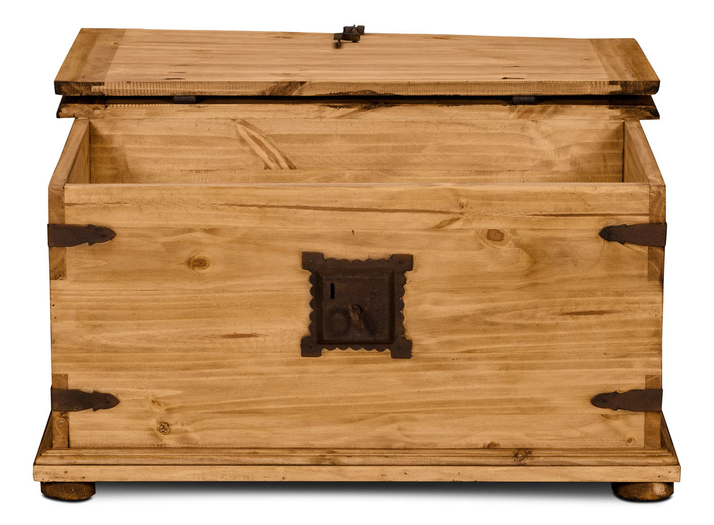 Santa Fe Rustico 35.5" Rustic Square Coffee Table with Storage - Natural Pine with Trunk Style|Table à café carrée rustique Santa Fe Rustico de 35,5 po avec rangement - pin naturel avec style coffre