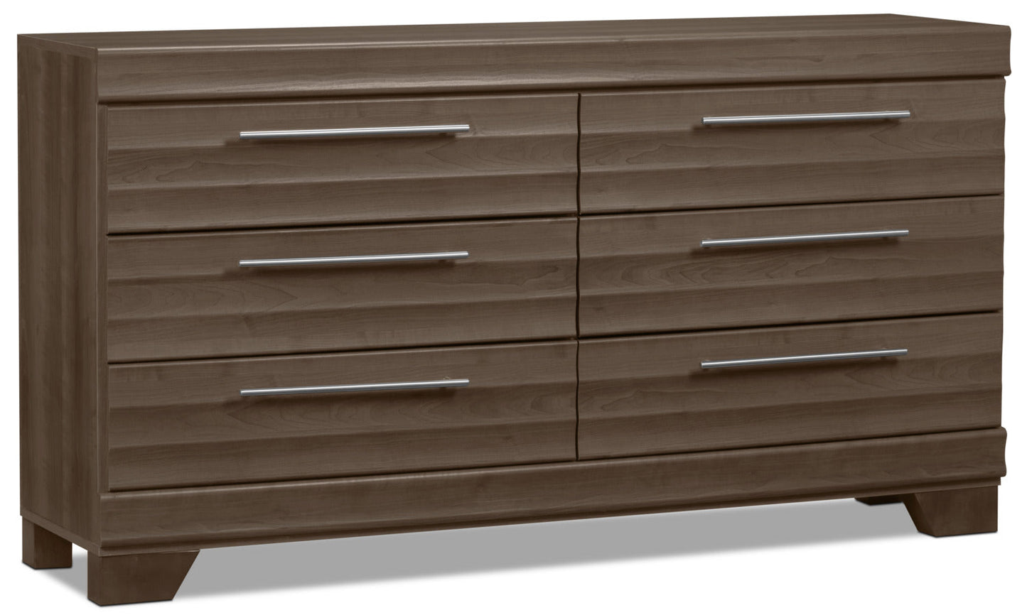 Olivia Bedroom 6-Drawer Dresser, 61.3"W x 32.8"H, Made in Canada - Grey | Commode Olivia de 61,3 po (L) x 32,8 po (H) à 6 tiroirs pour la chambre à coucher, fabriquée au Canada - grise