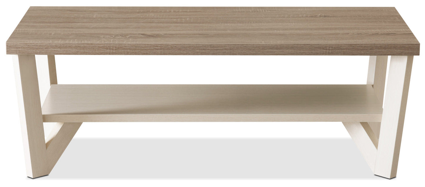 Arika 47.5" Modern 3-Pack Coffee + 2 End Tables with Shelf - Ivory |Ensemble 3 tables modernes Arika de 47,5 po (table à café et 2 tables de bout) avec tablette - ivoire