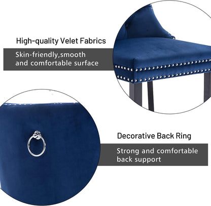sweet Dining Chairs Set of 2 - Mid Century Modern  Velvet Upholstered Side Chairs for Kitchen & Dining Room, Blue