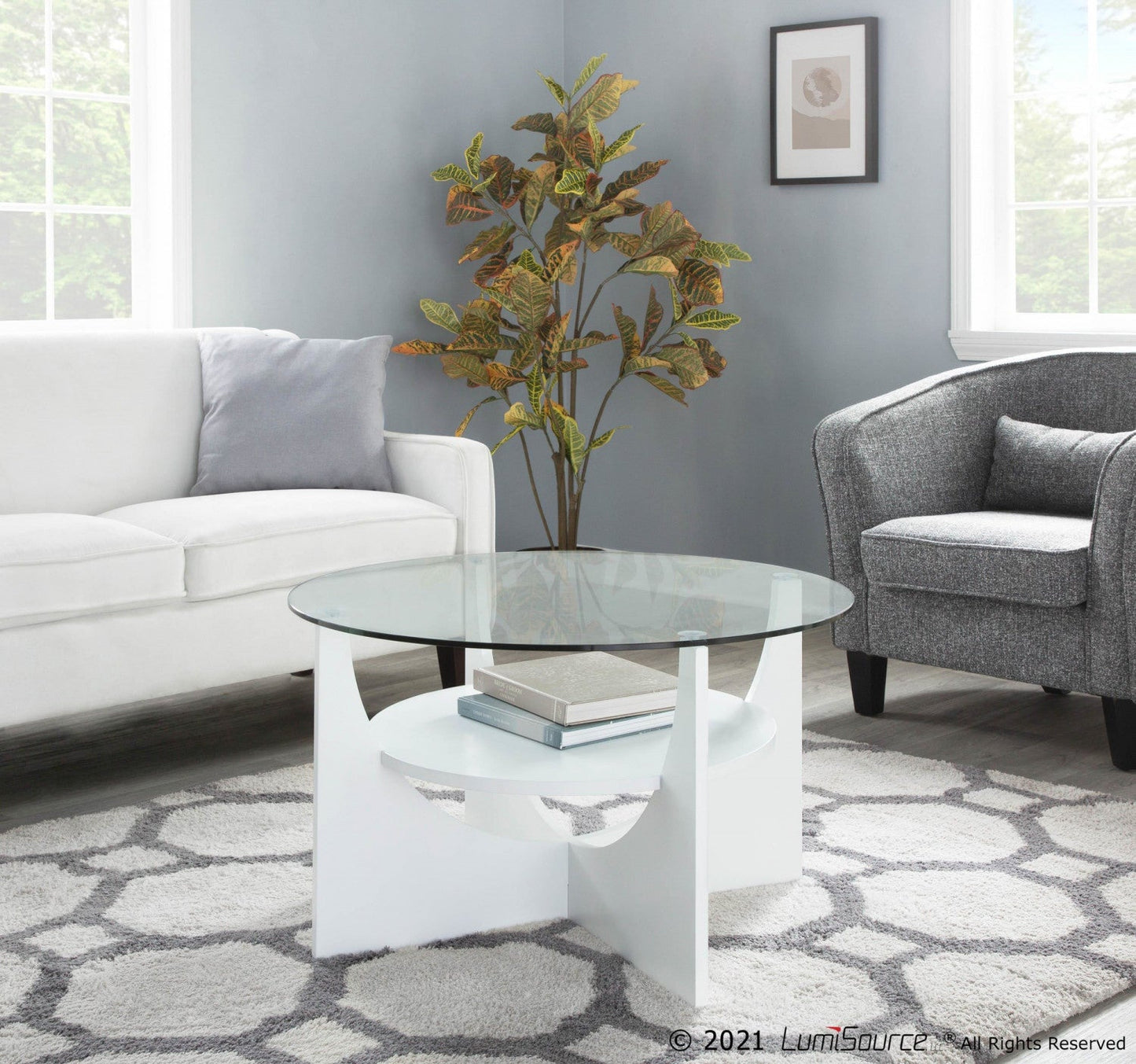 LumiSource U-Shaped Contemporary Coffee Table - White|Table à café contemporaine en forme de U - blanche
