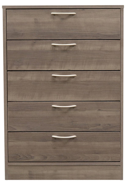Arlo Bedroom Chest of Drawers, 5-Drawer, 23.6"W x 36.2"H, Made in Canada - Grey/Brown | Commode verticale Arlo de 23,6 po (L) x 36,2 po (H) à 5 tiroirs pour la chambre à coucher, fabriquée au Canada - gris-brun