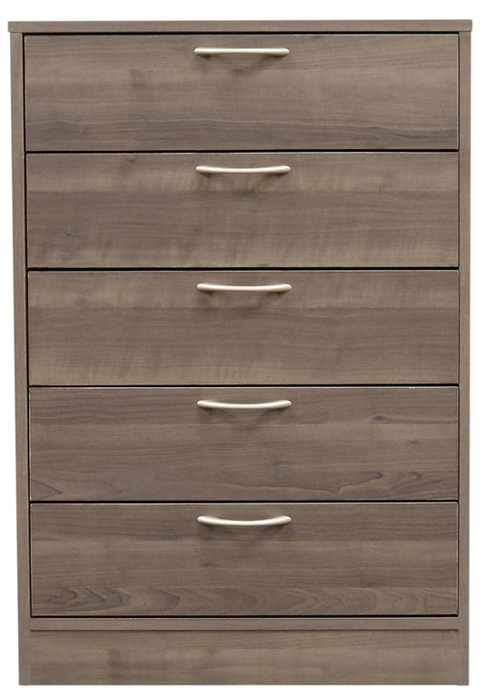 Arlo Bedroom Chest of Drawers, 5-Drawer, 23.6"W x 36.2"H, Made in Canada - Grey/Brown | Commode verticale Arlo de 23,6 po (L) x 36,2 po (H) à 5 tiroirs pour la chambre à coucher, fabriquée au Canada - gris-brun