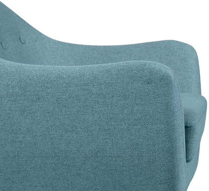 Calla 73.62" Linen-Look Fabric Condo Size Sofa with Button Tufting and Wood Legs - Blue | Sofa Calla de 73,62 po de format condo en tissu d’apparence lin avec capitonnage et pattes en bois - bleu