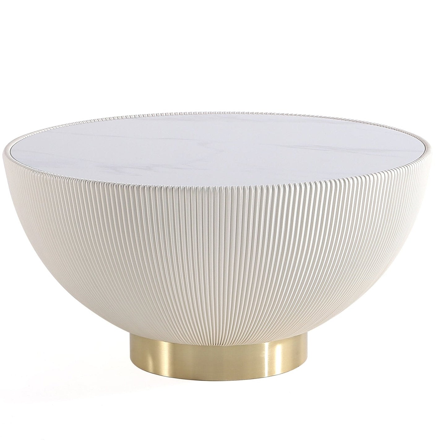 Manhattan Comfort Modern Anderson Coffee Table Upholstered Leatherette with Ceramic Faux Marble Tabl|Table à café moderne Anderson de Manhattan Comfort avec revêtement en similicuir et dessus de table
