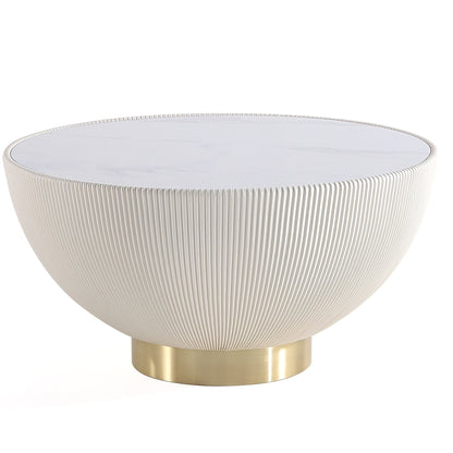 Manhattan Comfort Modern Anderson Coffee Table Upholstered Leatherette with Ceramic Faux Marble Tabl|Table à café moderne Anderson de Manhattan Comfort avec revêtement en similicuir et dessus de table