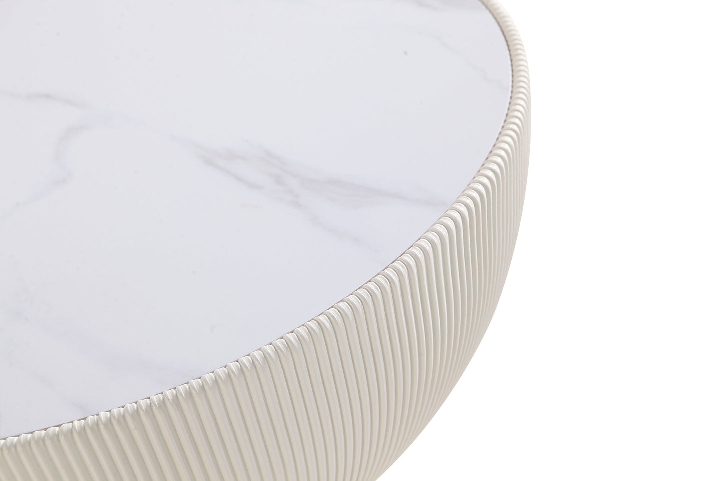 Manhattan Comfort Modern Anderson Coffee Table Upholstered Leatherette with Ceramic Faux Marble Tabl|Table à café moderne Anderson de Manhattan Comfort avec revêtement en similicuir et dessus de table