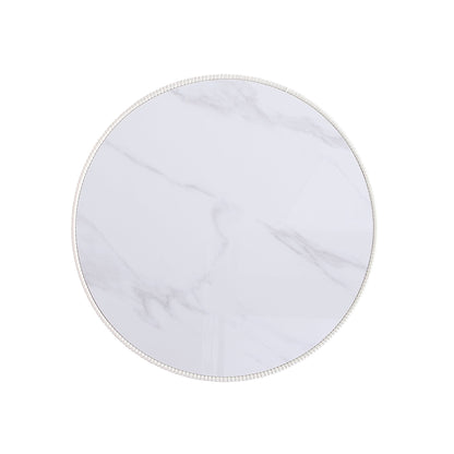 Manhattan Comfort Modern Anderson Coffee Table Upholstered Leatherette with Ceramic Faux Marble Tabl|Table à café moderne Anderson de Manhattan Comfort avec revêtement en similicuir et dessus de table