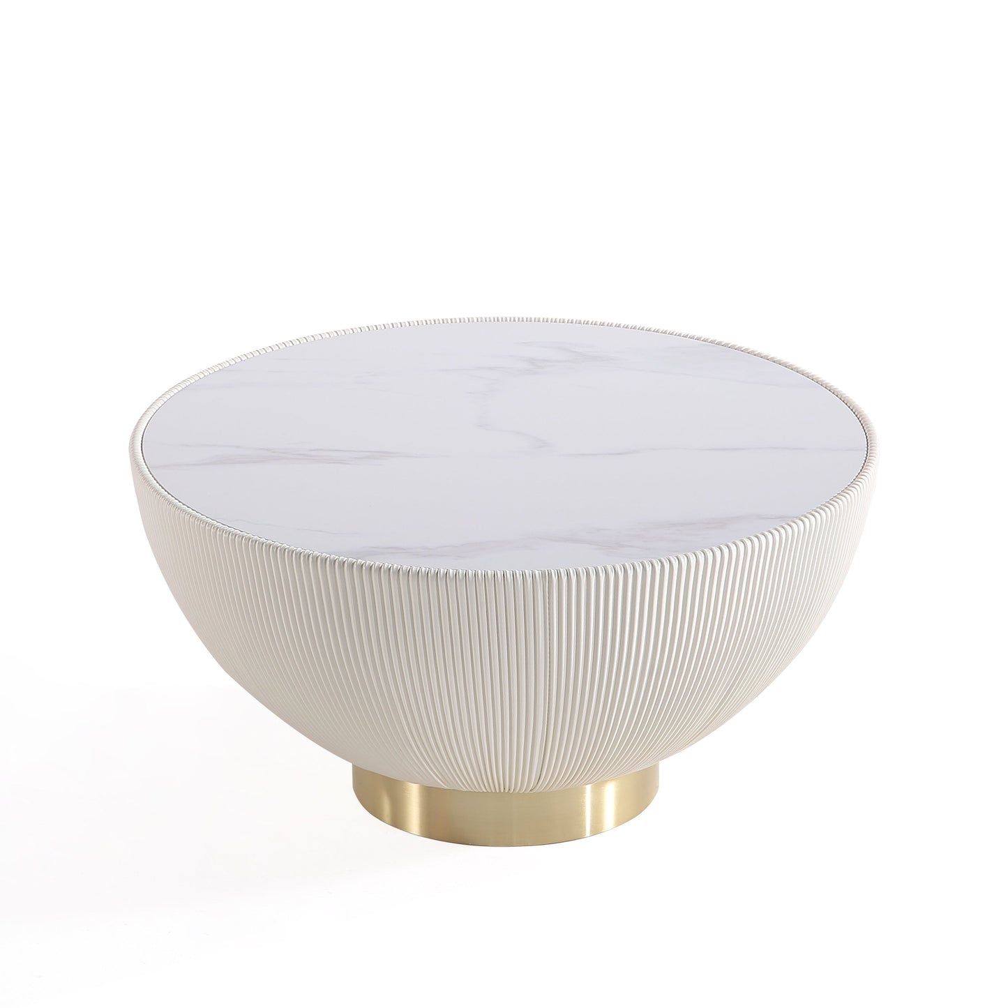 Manhattan Comfort Modern Anderson Coffee Table Upholstered Leatherette with Ceramic Faux Marble Tabl|Table à café moderne Anderson de Manhattan Comfort avec revêtement en similicuir et dessus de table