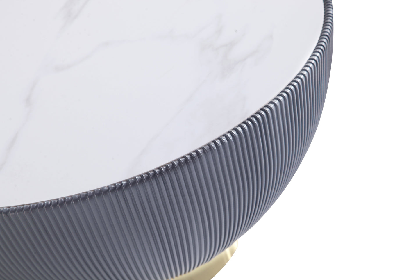 Manhattan Comfort Modern Anderson Coffee Table Upholstered Leatherette with Ceramic Faux Marble Tabletop - Grey|Table à café moderne Anderson de Manhattan Comfort avec revêtement en similicuir et dessus de table en imitation de marbre en céramique - grise