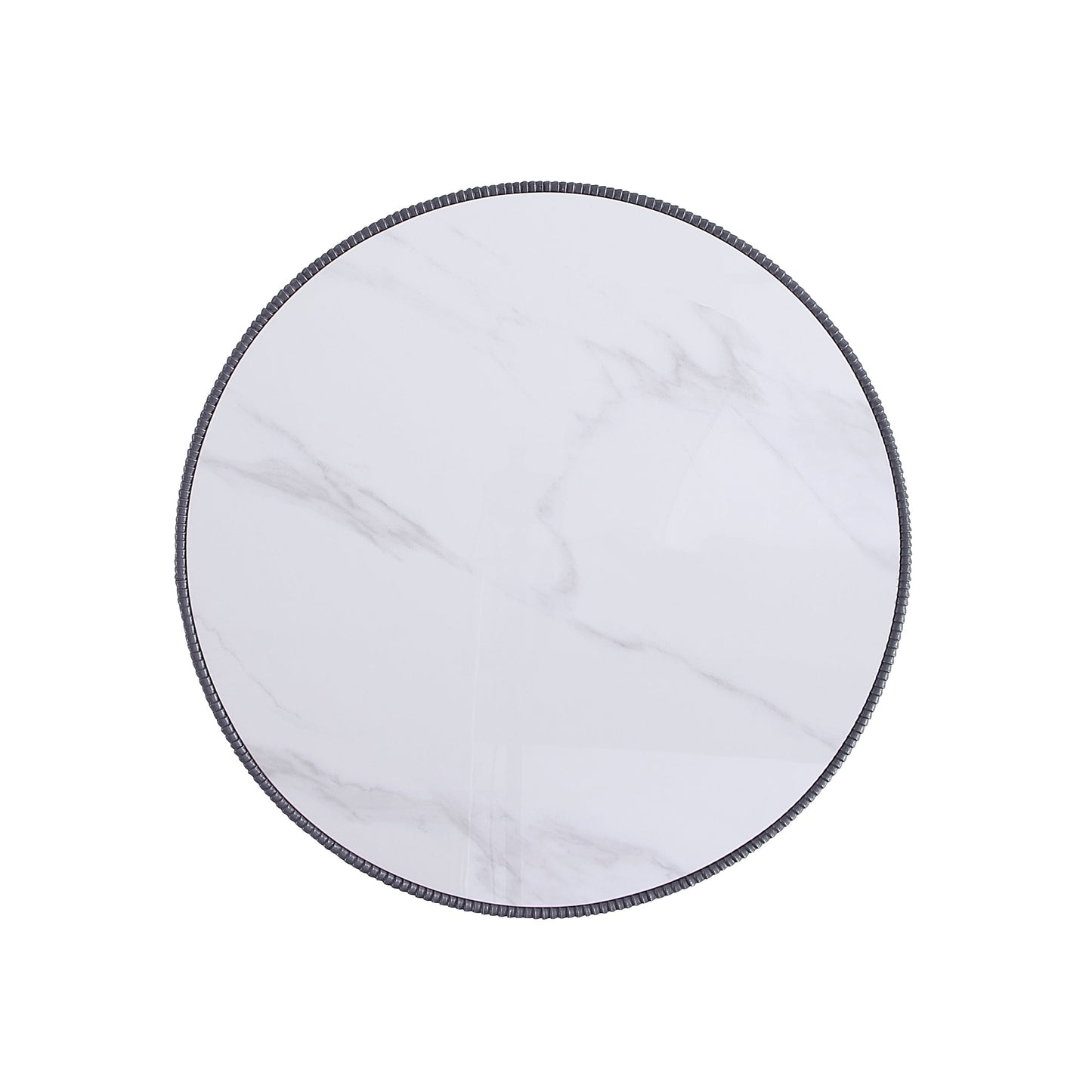 Manhattan Comfort Modern Anderson Coffee Table Upholstered Leatherette with Ceramic Faux Marble Tabletop - Grey|Table à café moderne Anderson de Manhattan Comfort avec revêtement en similicuir et dessus de table en imitation de marbre en céramique - grise