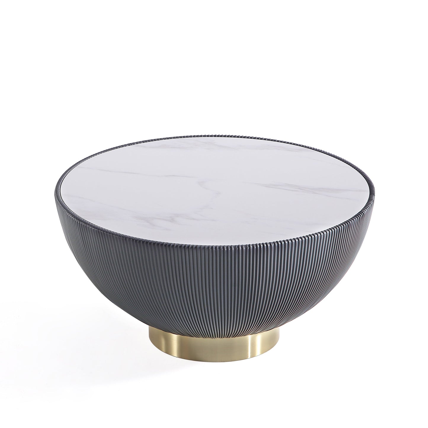 Manhattan Comfort Modern Anderson Coffee Table Upholstered Leatherette with Ceramic Faux Marble Tabletop - Grey|Table à café moderne Anderson de Manhattan Comfort avec revêtement en similicuir et dessus de table en imitation de marbre en céramique - grise