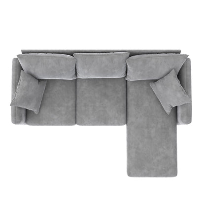 Novogratz Magnolia Reversible Sectional Sofa with Pillows - Grey|Sofa sectionnel réversible Magnolia de Novogratz avec coussins - gris