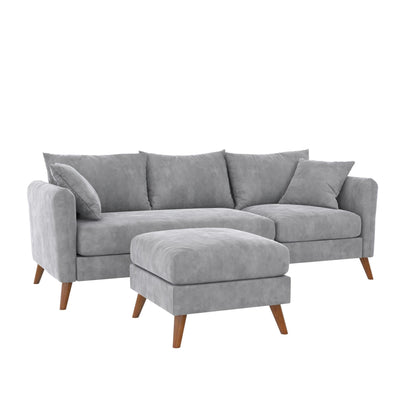 Novogratz Magnolia Reversible Sectional Sofa with Pillows - Grey|Sofa sectionnel réversible Magnolia de Novogratz avec coussins - gris