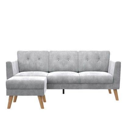 Cosmoliving By Cosmopolitan Gloria Velvet Sofa Sectional - Light Grey|Sofa sectionnel Gloria de Cosmoliving By Cosmopolitan en velours - gris clair