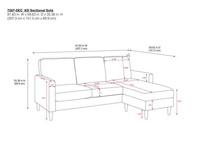 DHP Kaci Reversible Contemporary Fabric Sectional - Grey|Sofa sectionnel réversible contemporain Kaci de DHP en tissu - gris