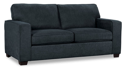 Made in Canada Fiona 58" Chenille Fabric Twin-Size Sofa Bed with Track Arms - Navy Blue | Sofa-lit simple Fiona de 58 po fabriqué au Canada en tissu de chenille avec accoudoirs rectilignes - bleu marine