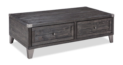 Hilla  54.38" Industrial Lift Top Coffee Table with Storage - Dark Brown Wood with Metal Legs|Table à café industrielle Hilla de 54,38 po avec dessus relevable et rangement - bois brun foncé avec pattes en métal