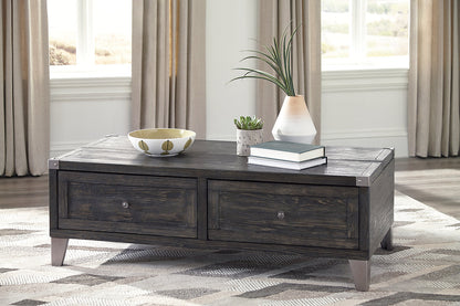 Hilla  54.38" Industrial Lift Top Coffee Table with Storage - Dark Brown Wood with Metal Legs|Table à café industrielle Hilla de 54,38 po avec dessus relevable et rangement - bois brun foncé avec pattes en métal
