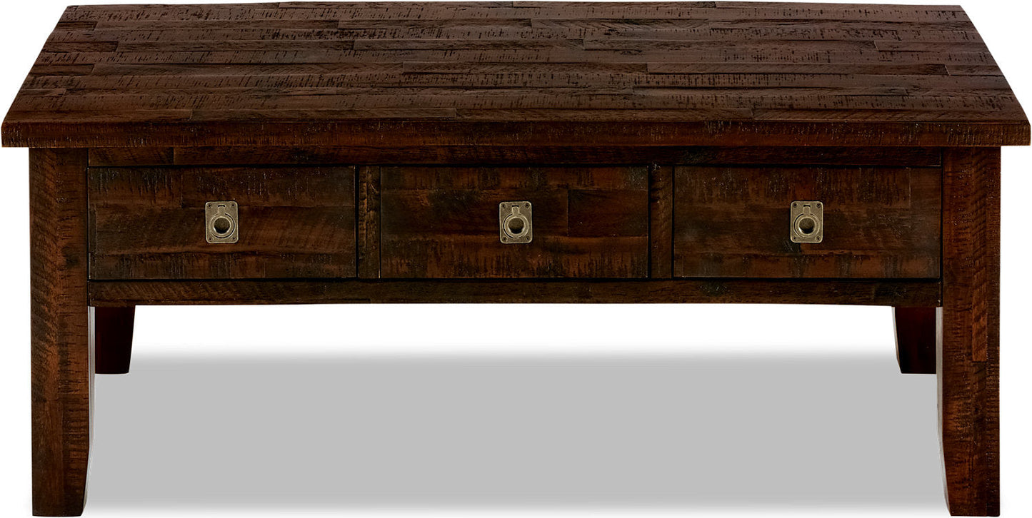 Konagrove 48" Rustic Coffee Table with Storage and Casters - Dark Brown  Wood|Table à café rustique Konagrove de 48 po avec rangement et roulettes - bois brun foncé