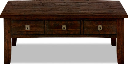Konagrove 48" Rustic Coffee Table with Storage and Casters - Dark Brown  Wood|Table à café rustique Konagrove de 48 po avec rangement et roulettes - bois brun foncé