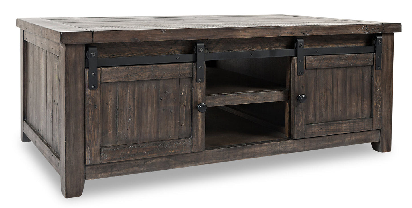 Madison 50" Rustic Coffee Table With Storage, Shelf and Casters - Grey Brown Wood|Table à café rustique Madison de 50 po avec rangement, tablette et roulettes - bois gris-brun