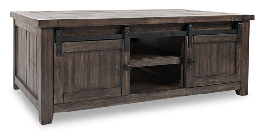Madison 50" Rustic Coffee Table With Storage, Shelf and Casters - Grey Brown Wood|Table à café rustique Madison de 50 po avec rangement, tablette et roulettes - bois gris-brun