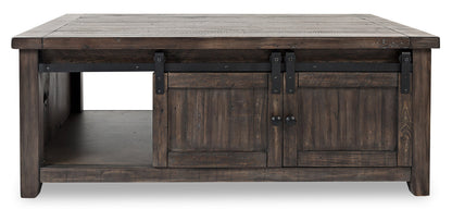 Madison 50" Rustic Coffee Table With Storage, Shelf and Casters - Grey Brown Wood|Table à café rustique Madison de 50 po avec rangement, tablette et roulettes - bois gris-brun
